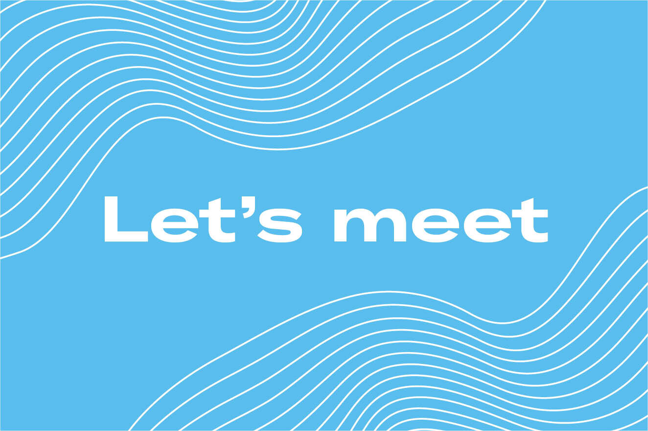 Text Let´s meet auf hellblauem Hintergrund | Sandler Group